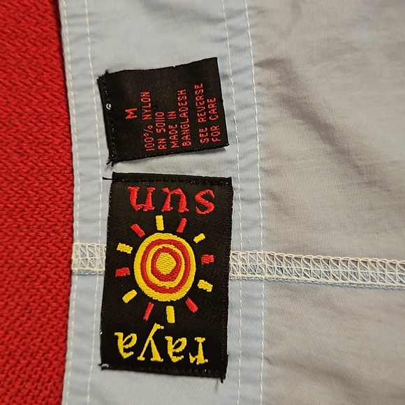 RAYA SUN Medium pull open drawstring tropical flower UNISEX blue and white EUC - Picture 5 of 7